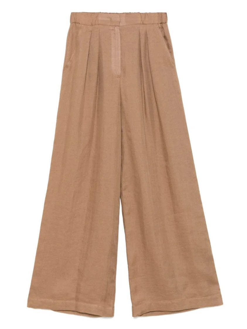 Lorena Antoniazzi Camel Brown Pleat-Detailing Trousers
