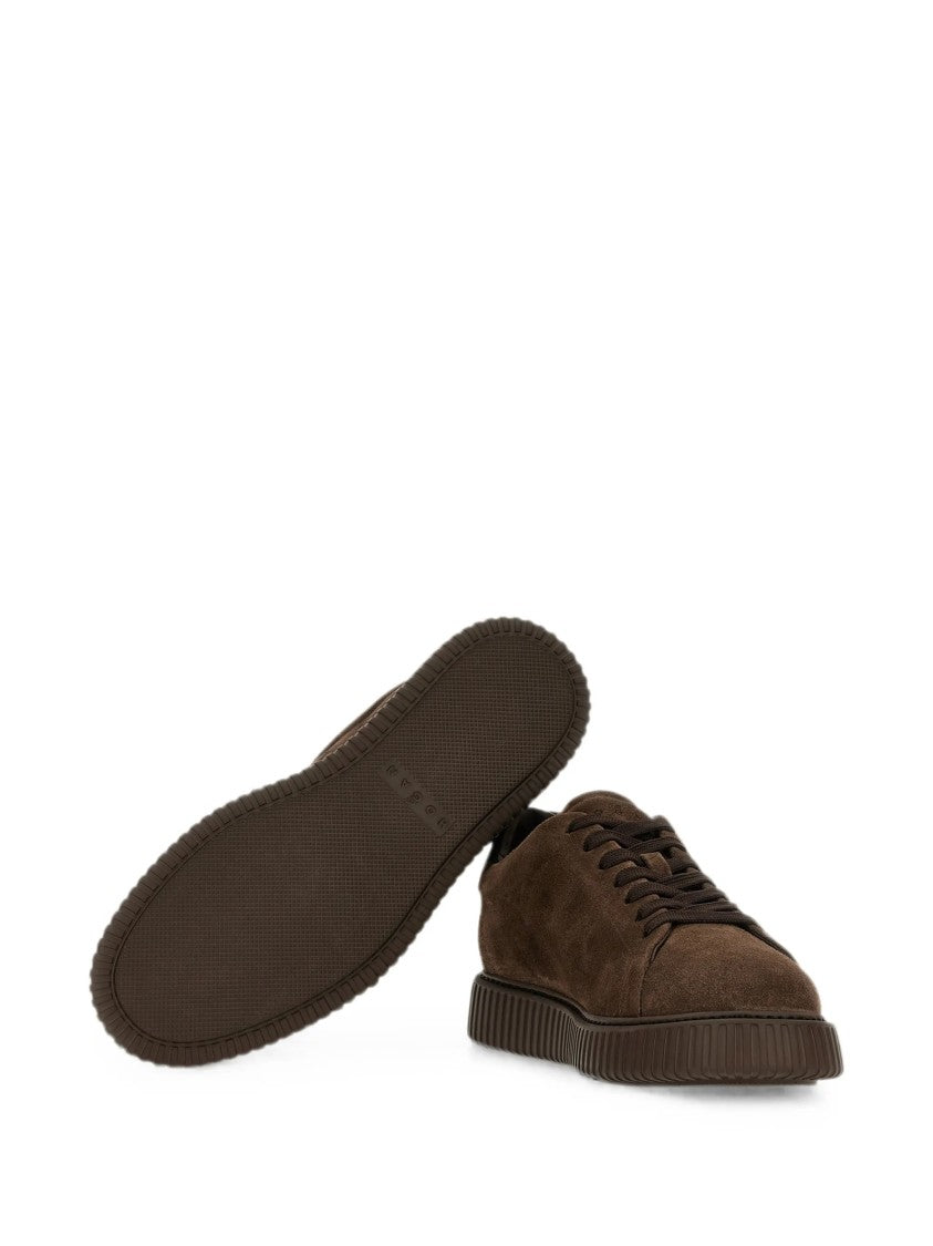 Hogan Brown Suede Low-Top Sneakers With Perforated Detailing