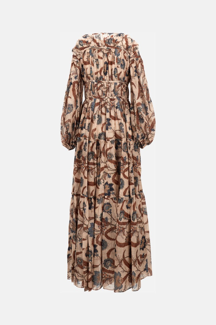 Zimmermann Maxi Dress With Puff Sleeves And V-Neck Design