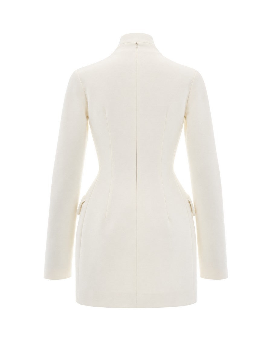 Sportmax Latte Tefrite Technical Stretch Wool Hourglass Day Dress