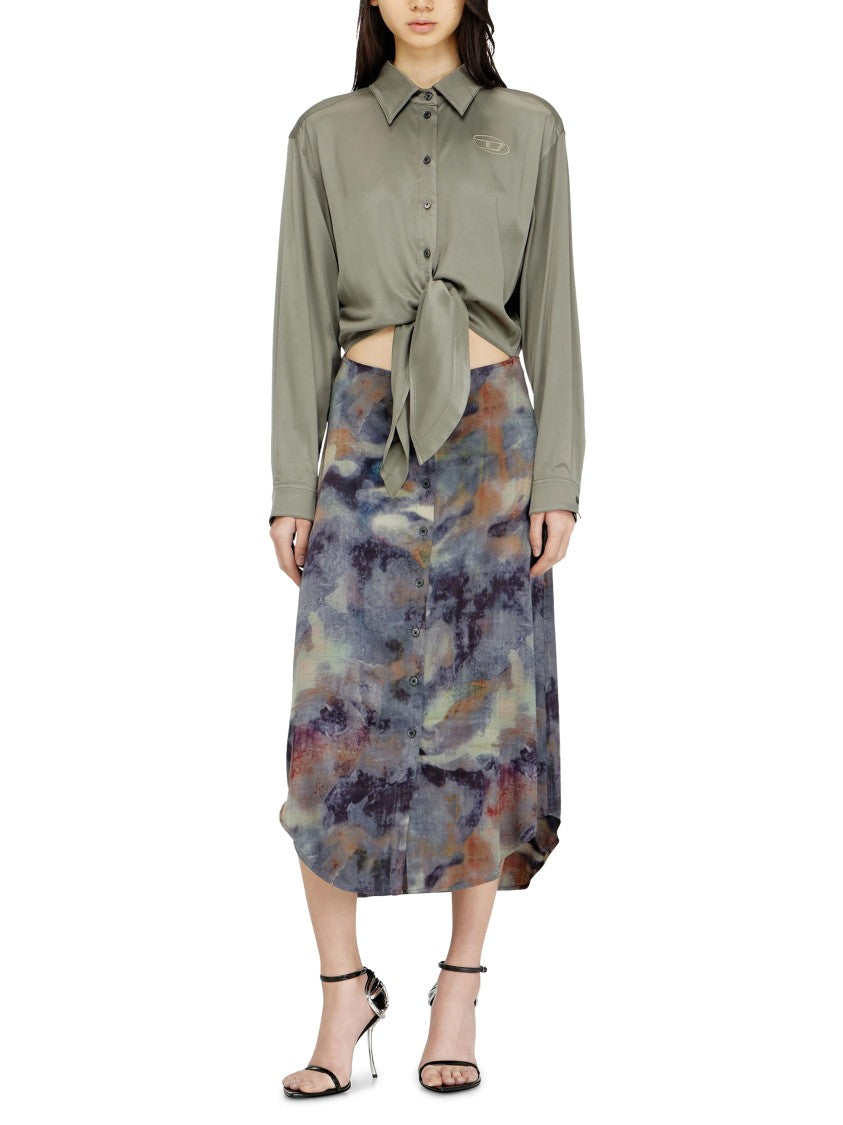 Diesel Shirt-Style Midi Dress With Tied Waist