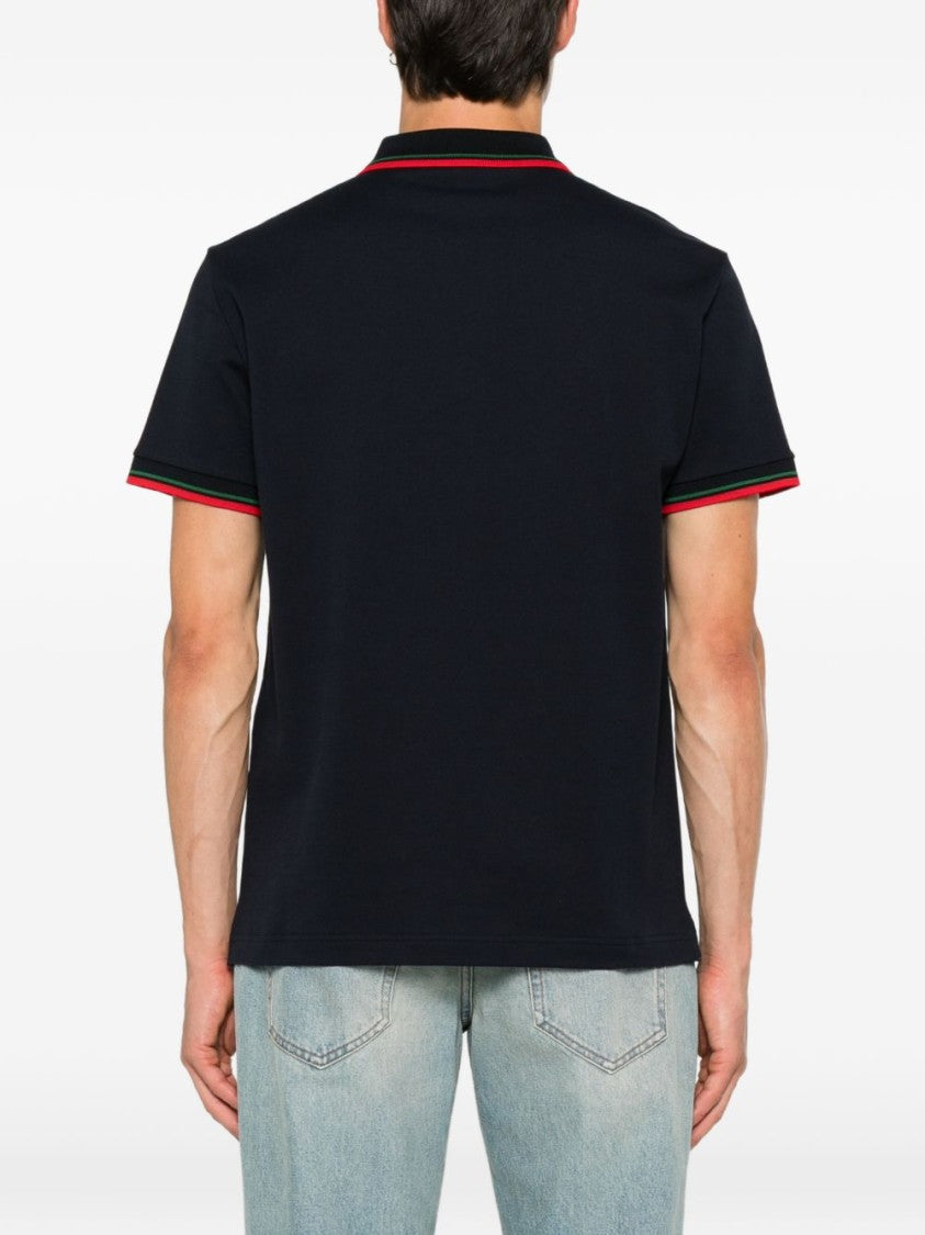 Gucci Black Striped Collar Short-Sleeve Polo Shirt