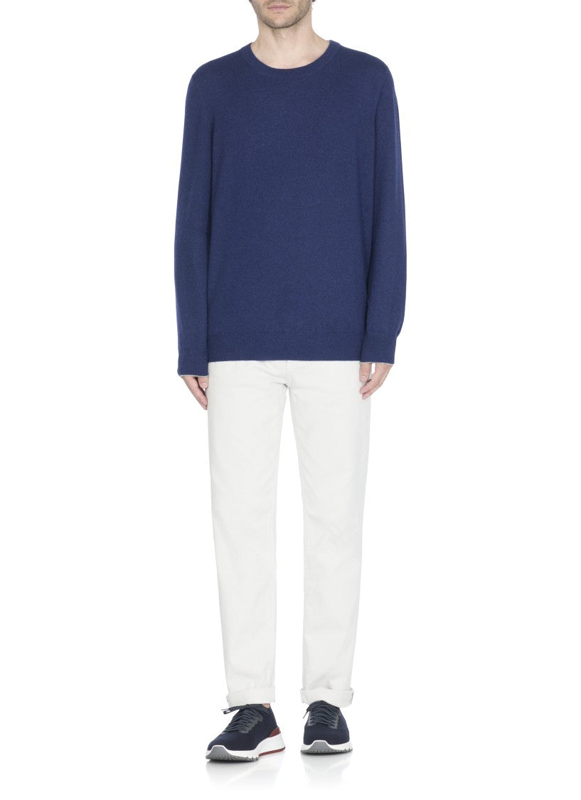 Brunello Cucinelli Gros Grain Logo Blue Sneakers