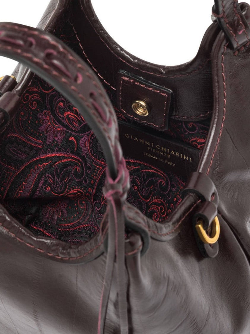 Gianni Chiarini Burgundy Handbag With Braided Handle
