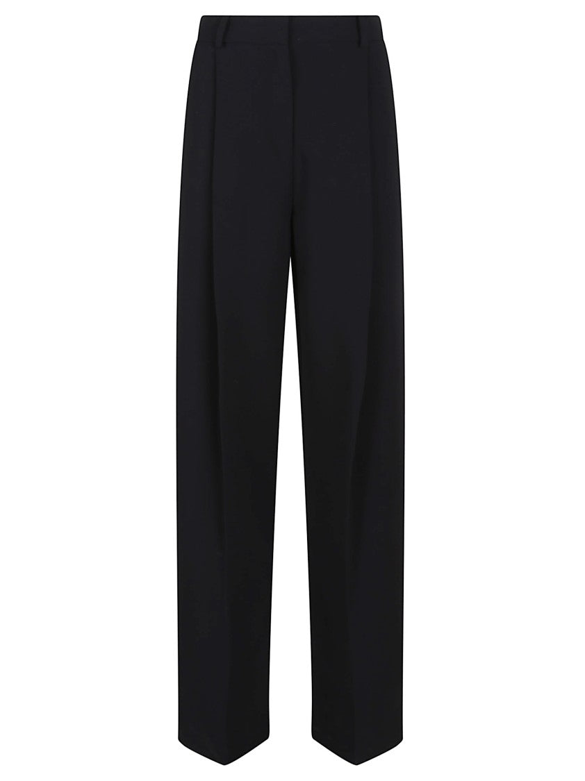 Elisabetta Franchi High Waist Black Trousers With Front Pleating And Dart Details