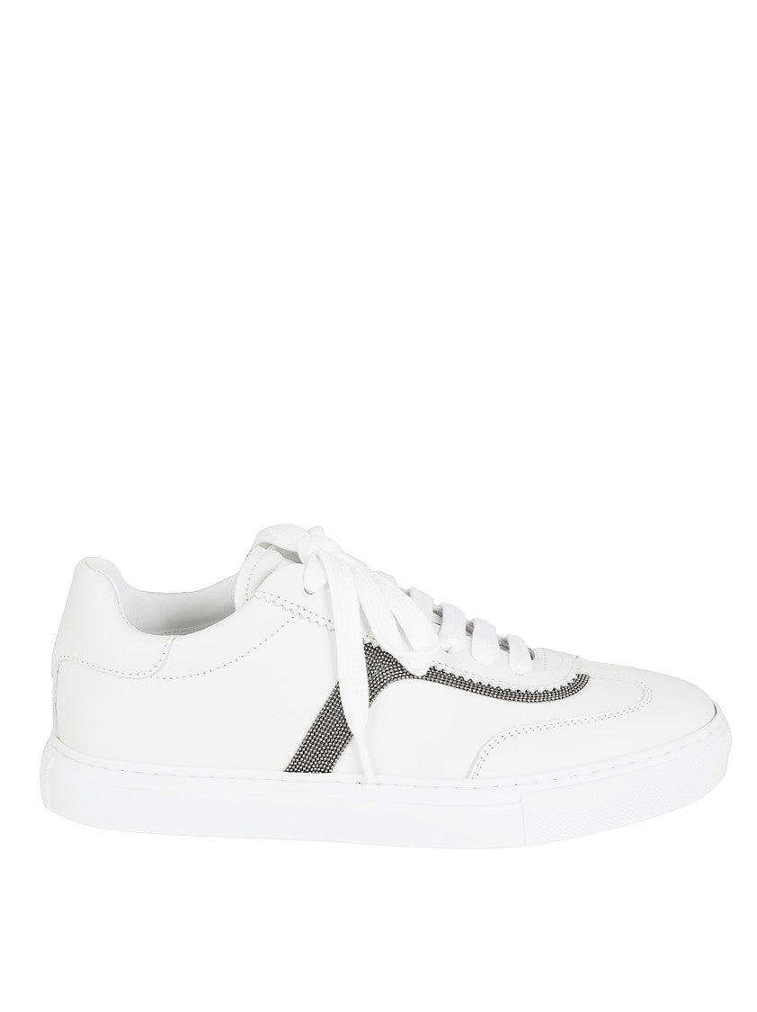Brunello Cucinelli Textured White Leather Sneakers