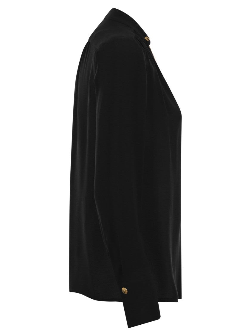 Elisabetta Franchi Georgette Shirt With Charms And Logo