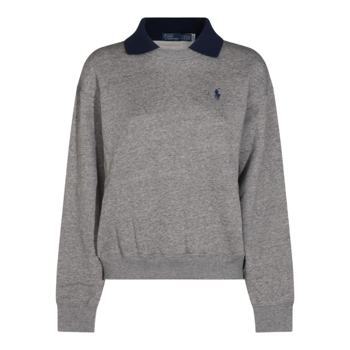 Polo Ralph Lauren Heather Grey Knit Sweater With Contrasting Collar