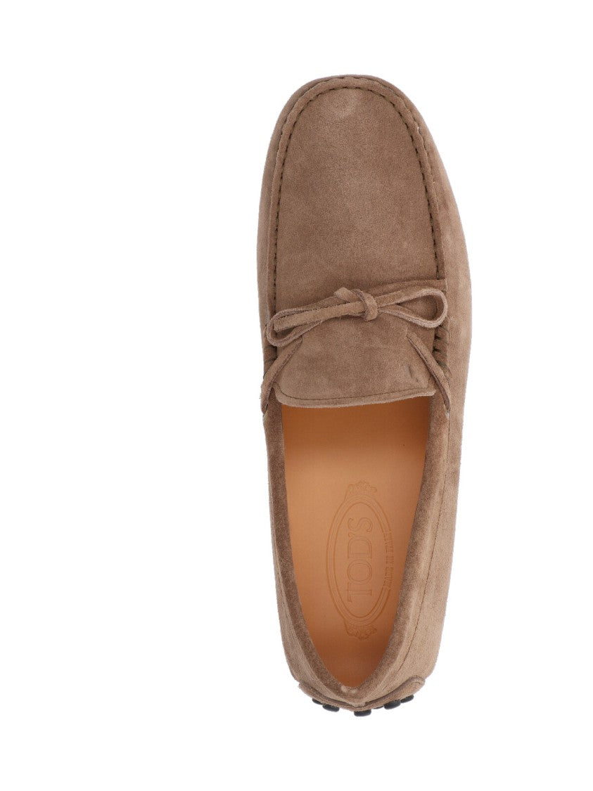 Tod's Brown Polished Leather Loafers With Rounded Toe