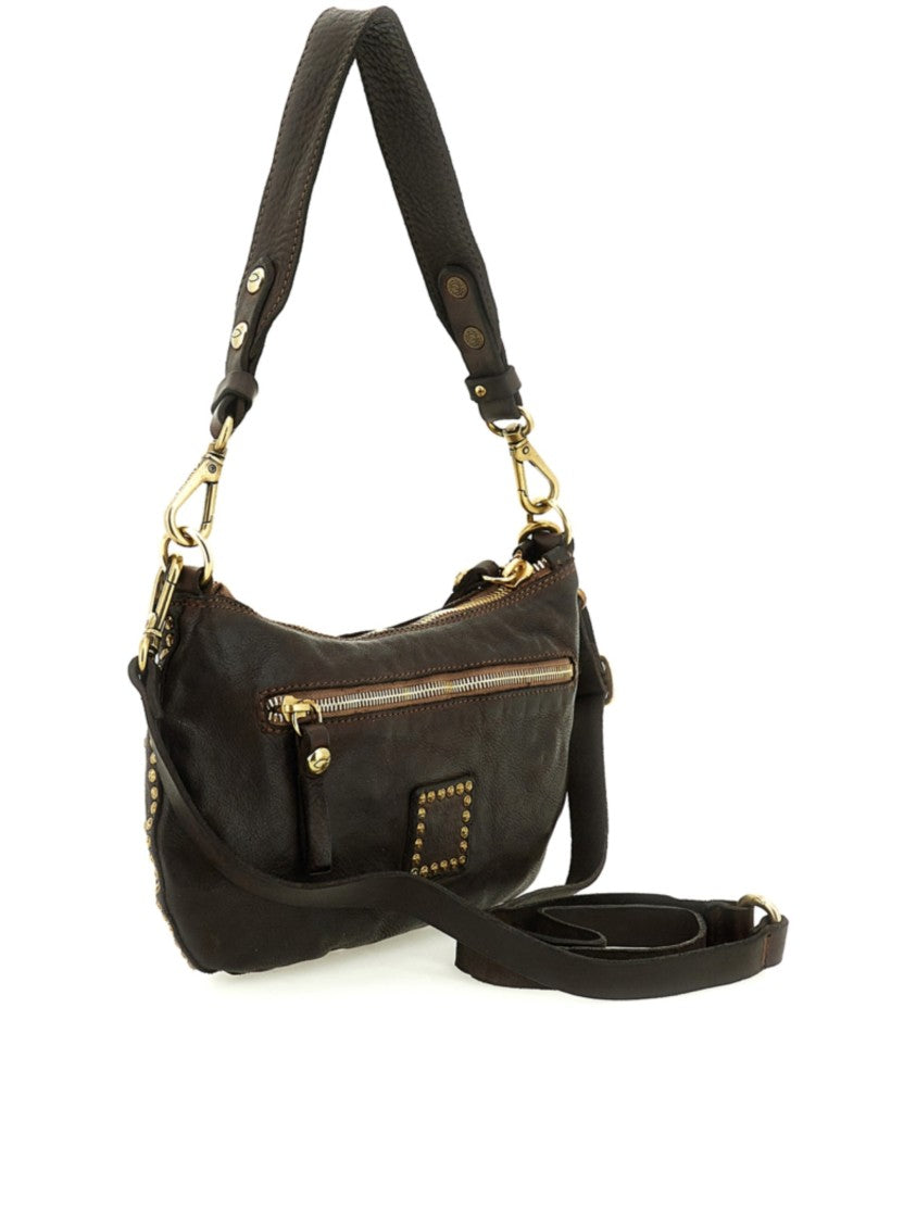 Campomaggi Dark Brown Handbag With Intricate Studded Design