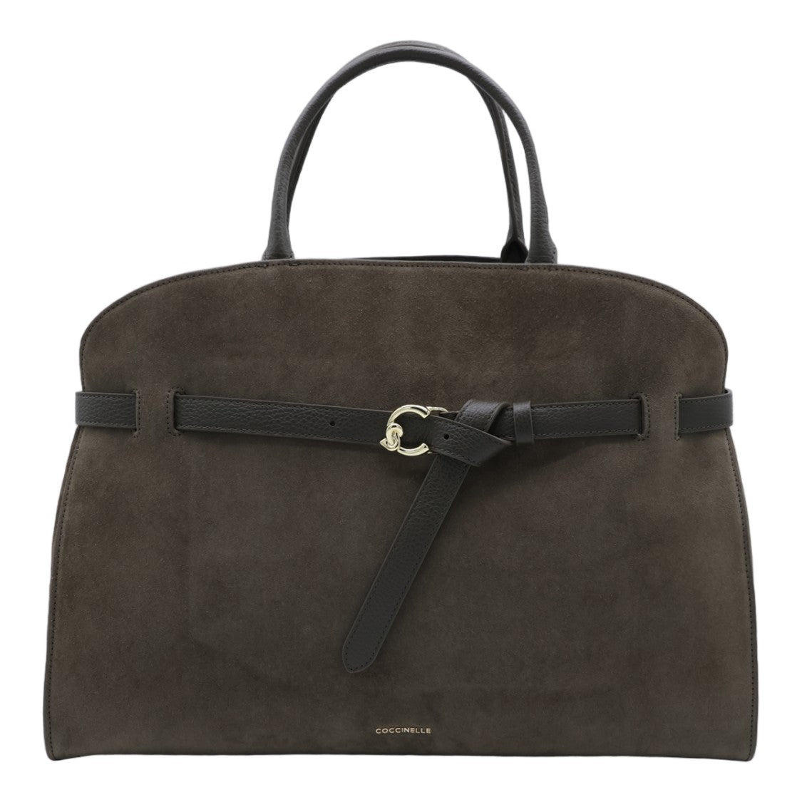 Coccinelle Structured Suede Handbag With Leather Belt Detail