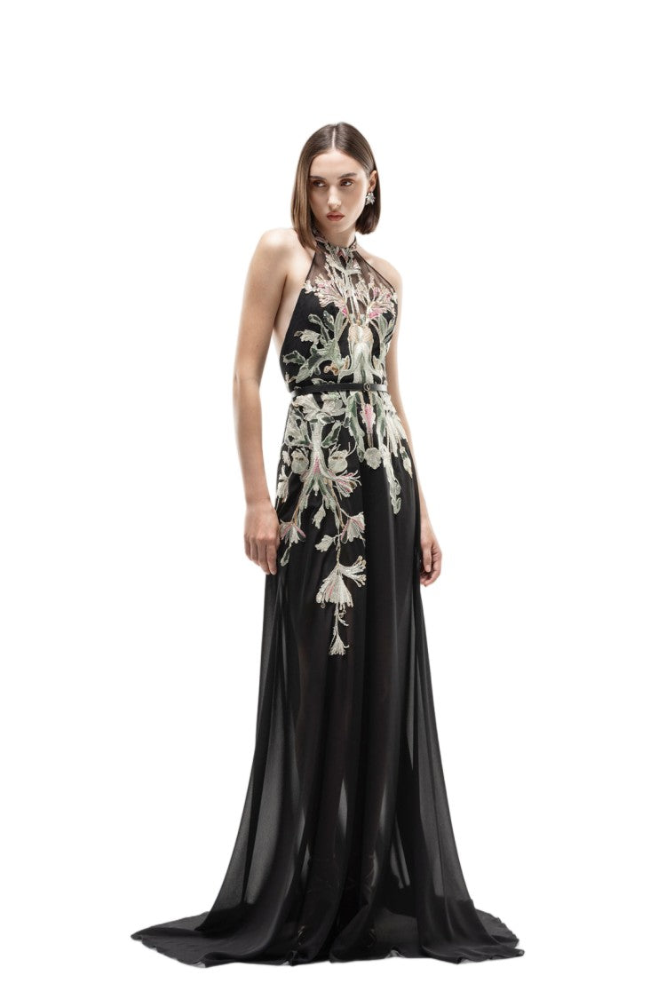 Saiid Kobeisy Embroidered Georgette Dress