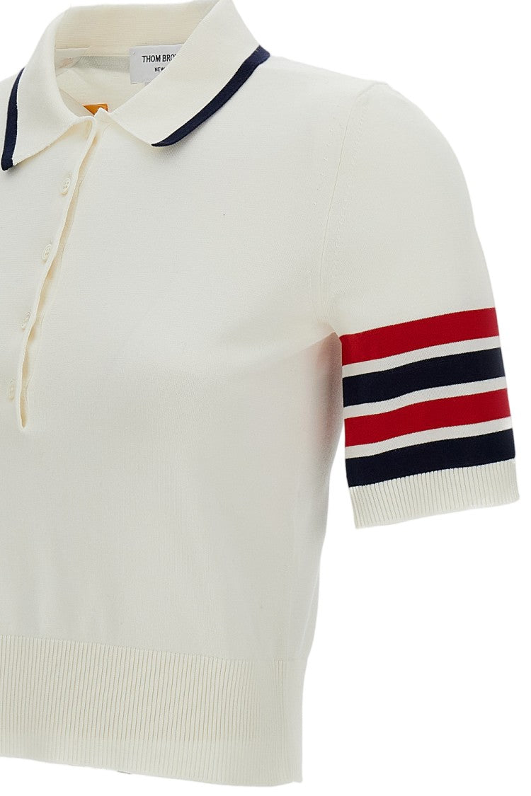 Thom Browne White Jersey Stitch Hector Polo
