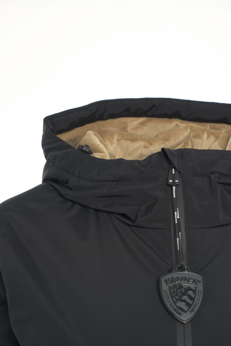 Blauer Hooded Lightweight Jacket With Dual Zip Closure And Matte Finish