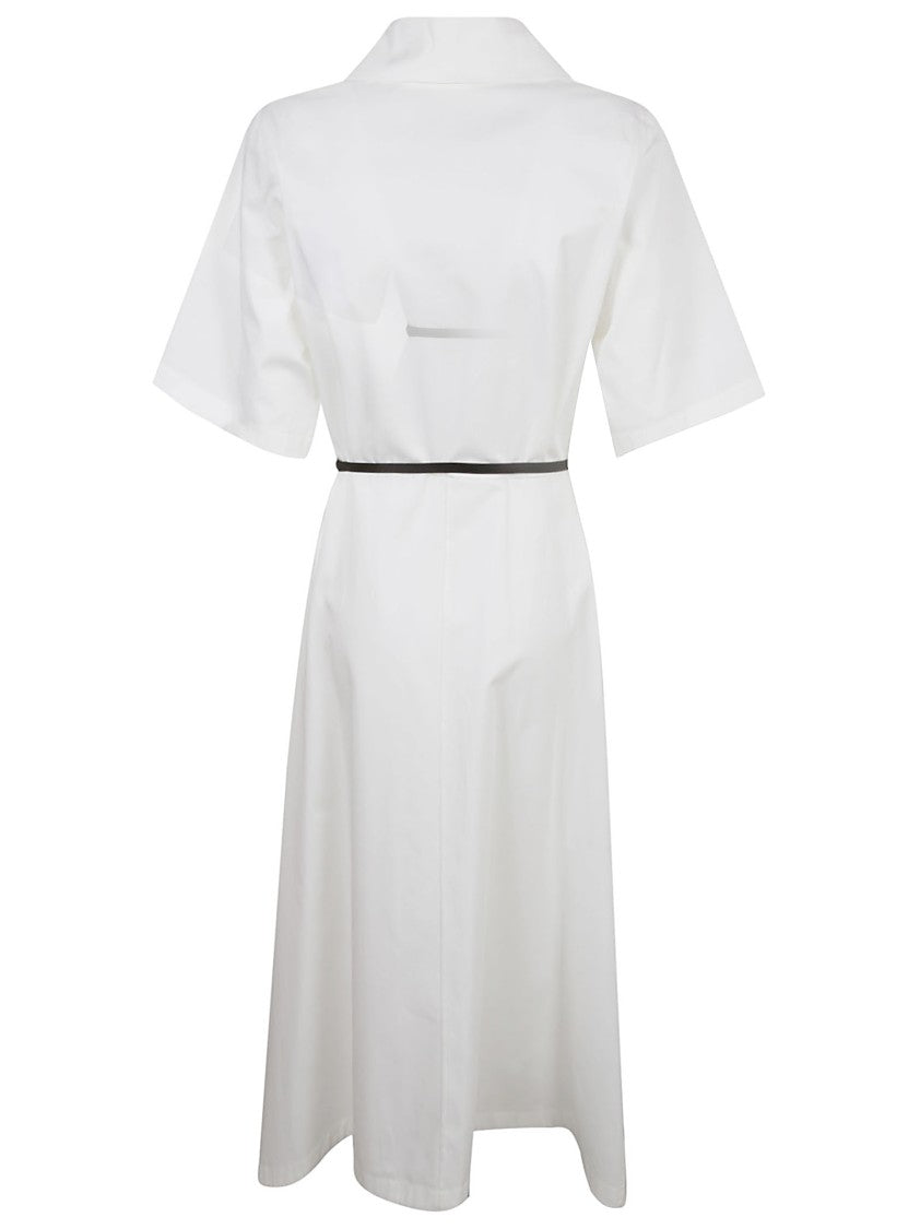 Givenchy V-Neck White Dress With Belted Waist
