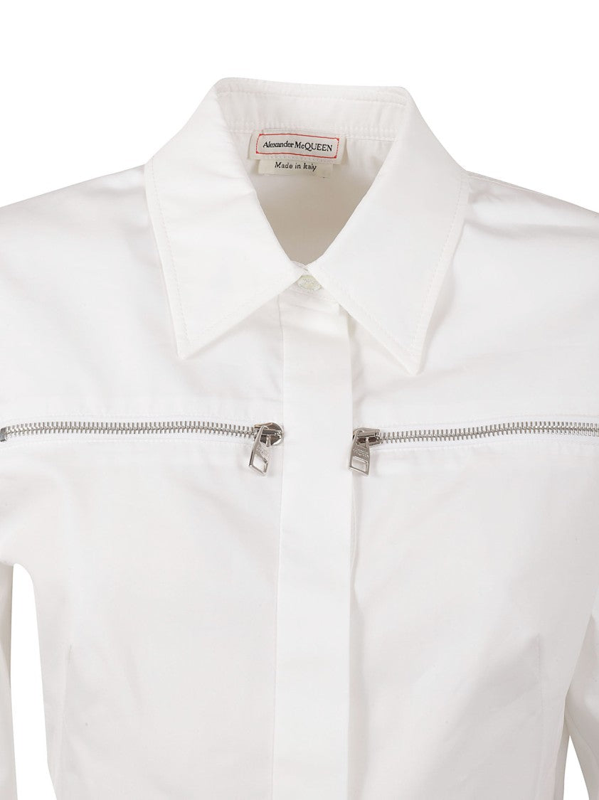 Alexander Mcqueen Classic White Shirt With Zip Detail