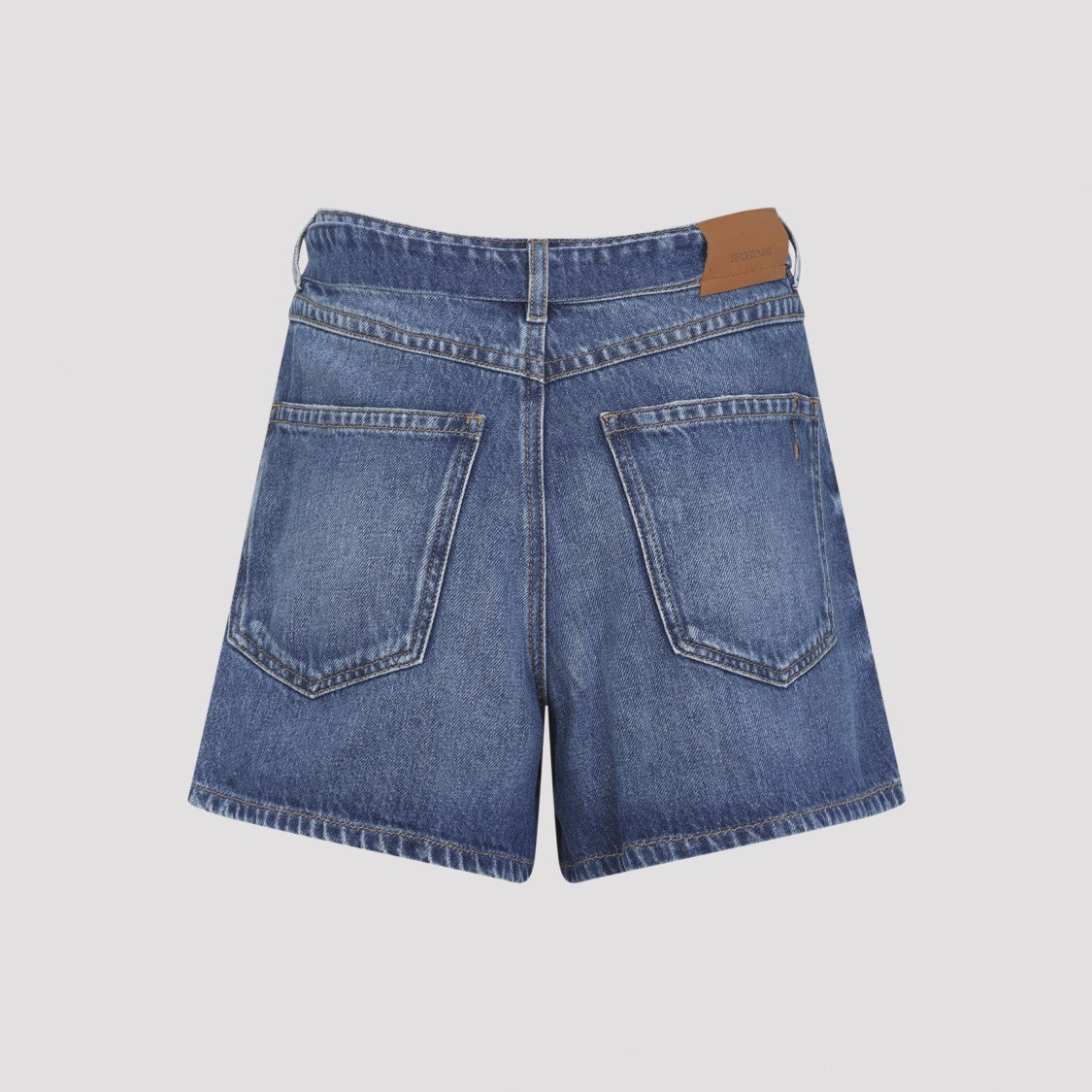 Sportmax High-Waisted Denim Shorts With Silver-Toned Buckle Detail