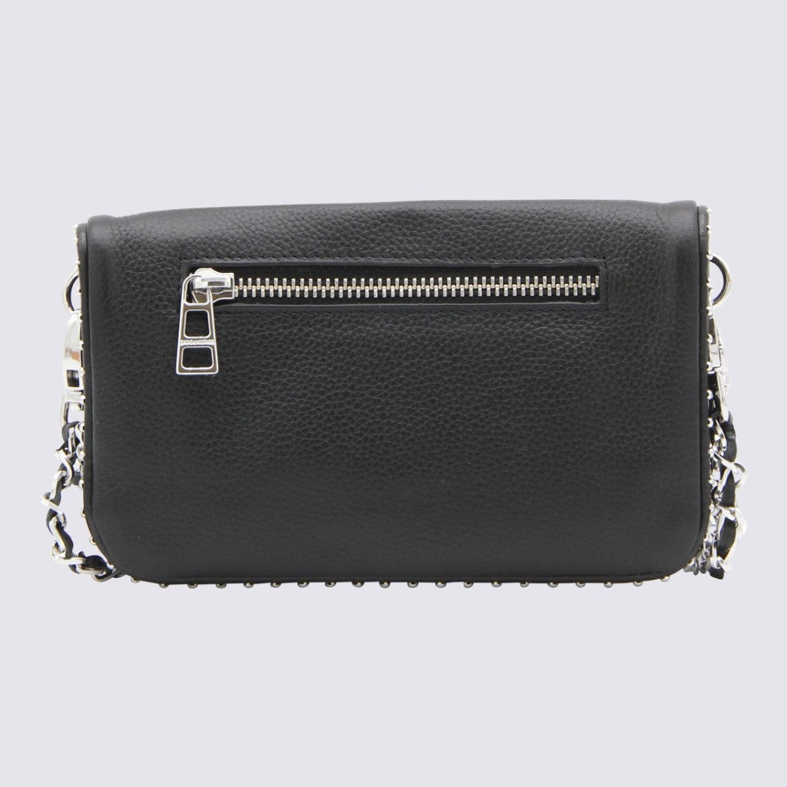 Zadig & Voltaire Black Leather Crossbody Bag With Silver Wing Emblem