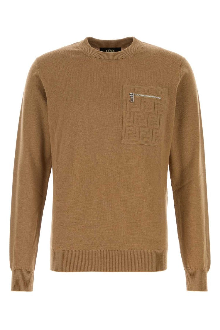 Fendi Camel Stretch Cotton Sweater