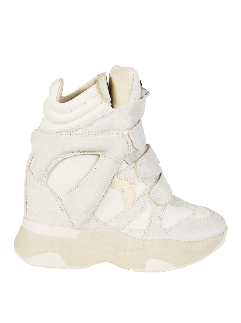 Isabel Marant White Balskee-Gz Layered Leather High-Top Sneakers