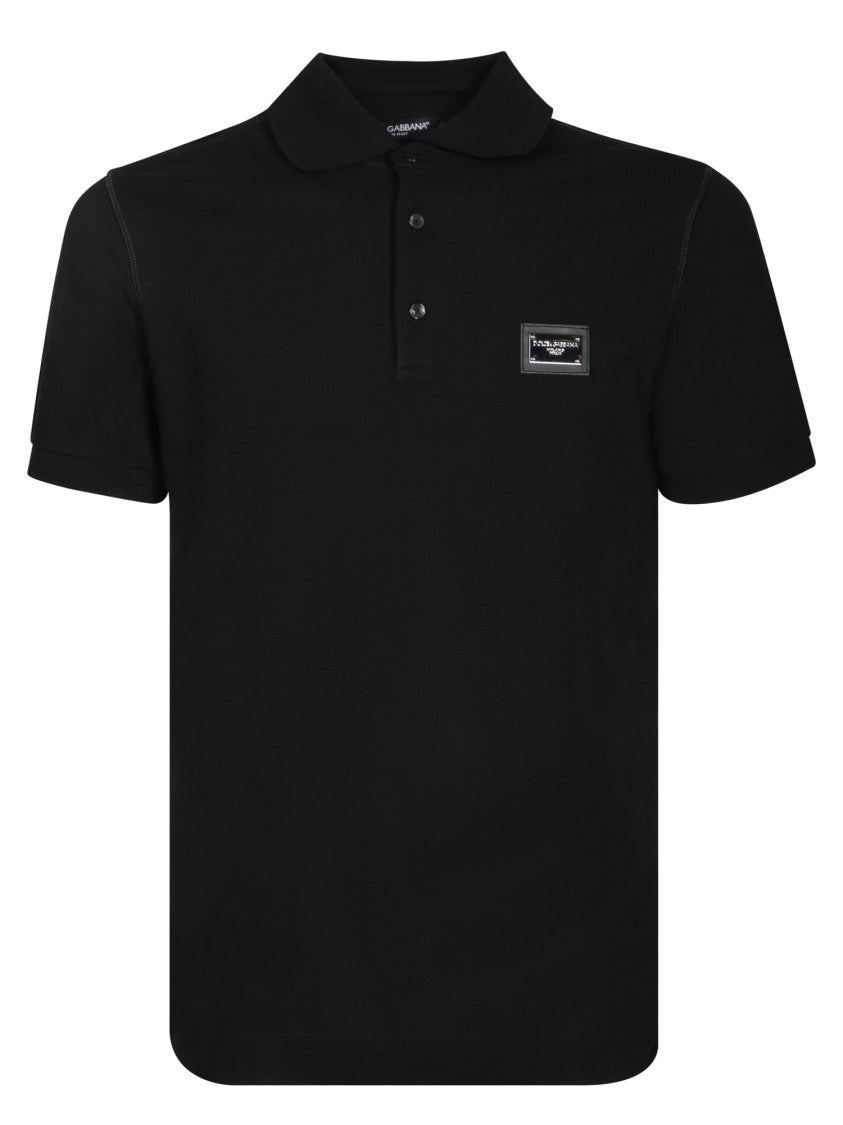 Dolce & Gabbana Black Cotton Short-Sleeved Polo Shirt