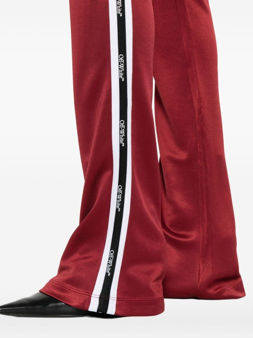 Off-White Flared Red Trousers With Contrasting Side Panels