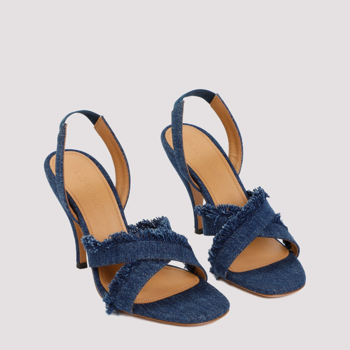 Off-White Blue Cotton Curvy Heel Denim Sandal