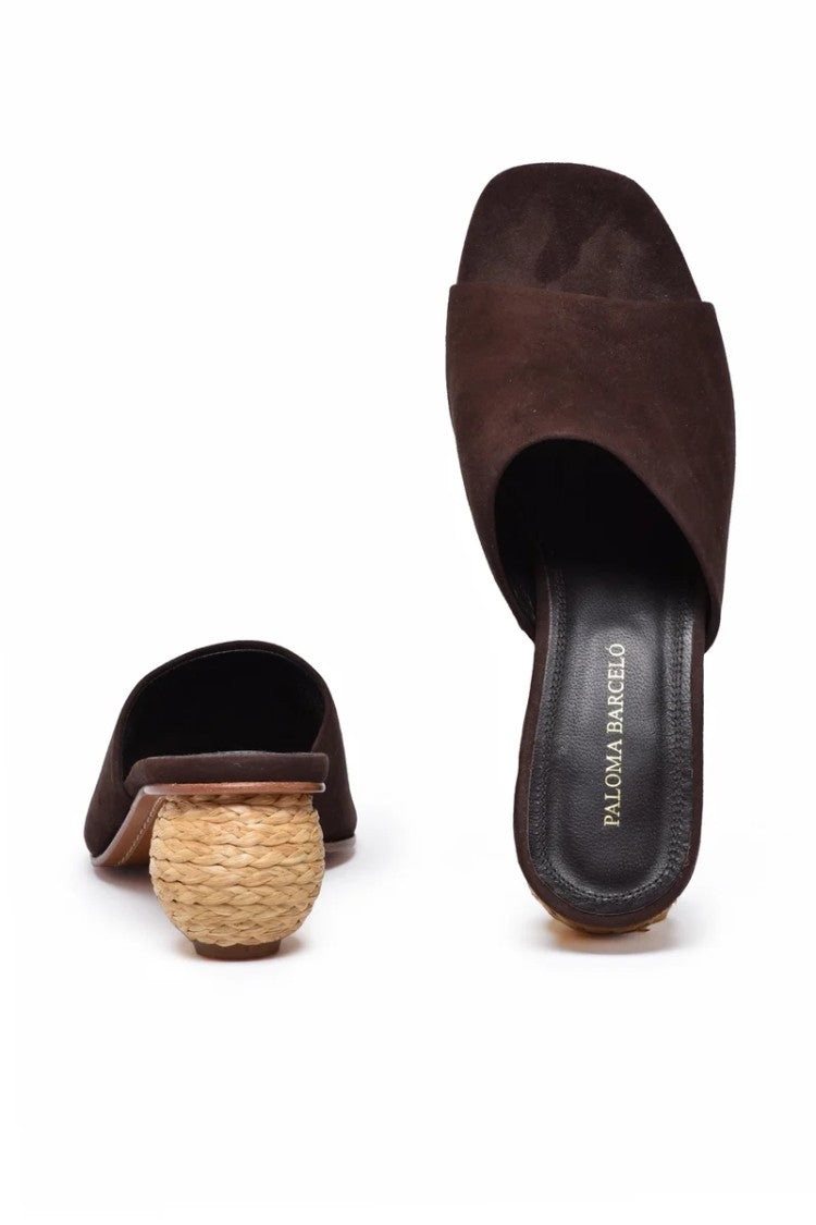 Paloma Barceló Raffia Mules Sandals - Brown