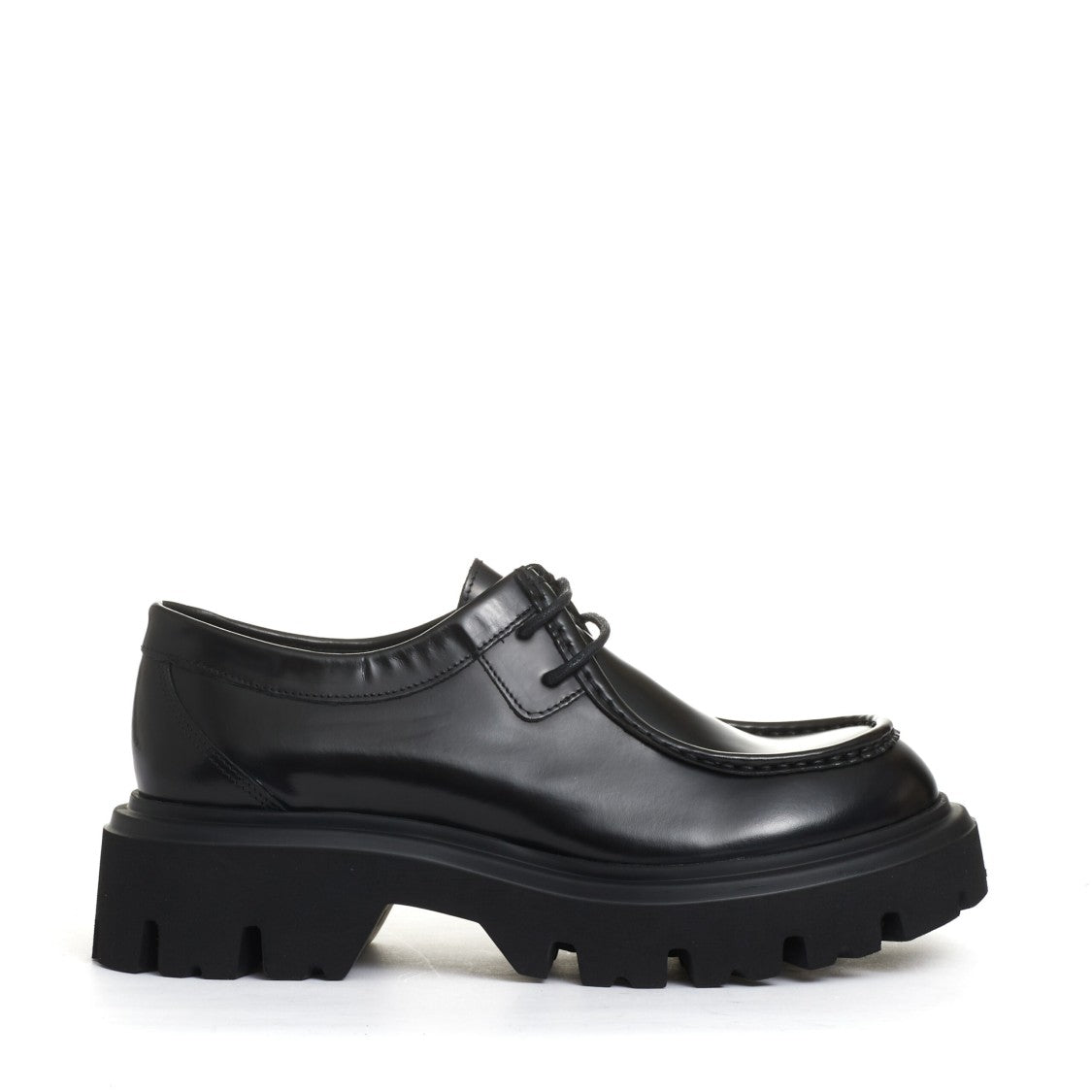 Poesie Veneziane Black Leather Norwegian Shoe