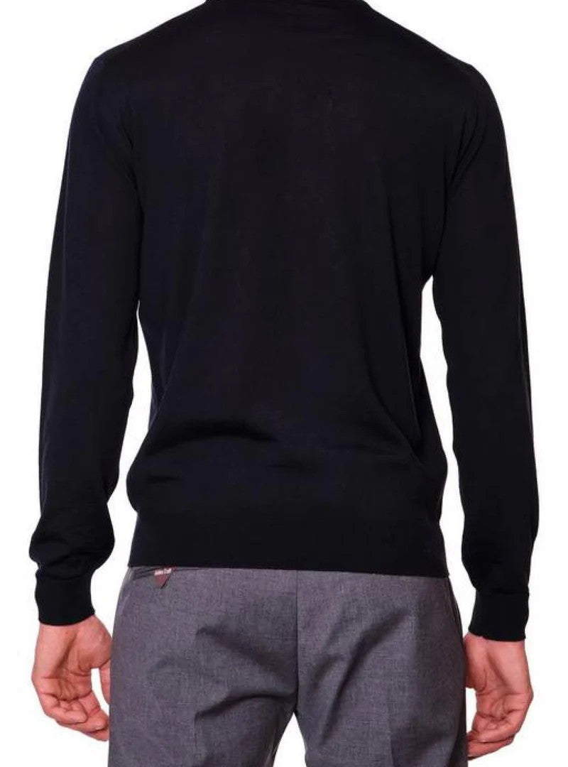 Filippo De Laurentiis Navy Blue Merino Crewneck Sweater