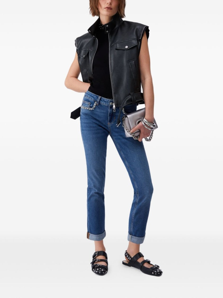 Liu Jo Blue Stone Wash Embellished Jeans