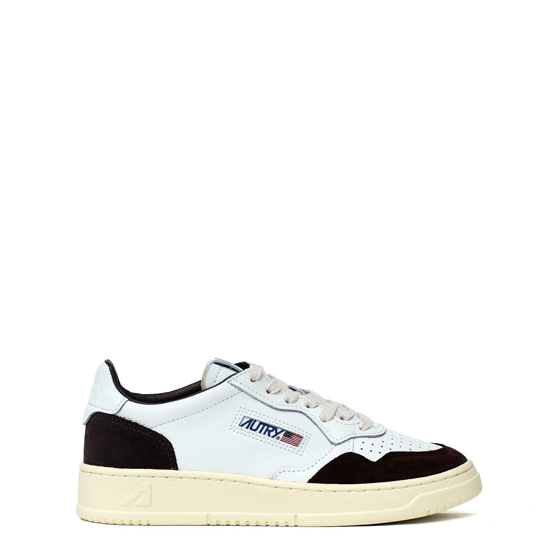 Autry White Mahogany Medalist Low Suede Sneakers
