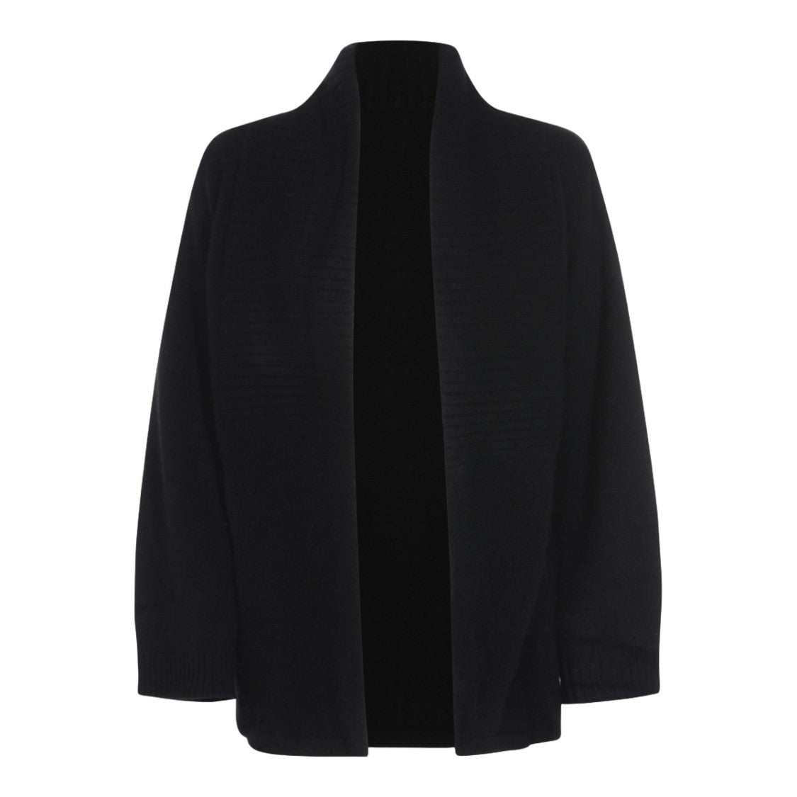 Not Shy Open-Front Black Sweater With High Collar