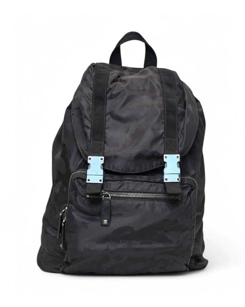 Valentino Black Camouflage Nylon Backpack