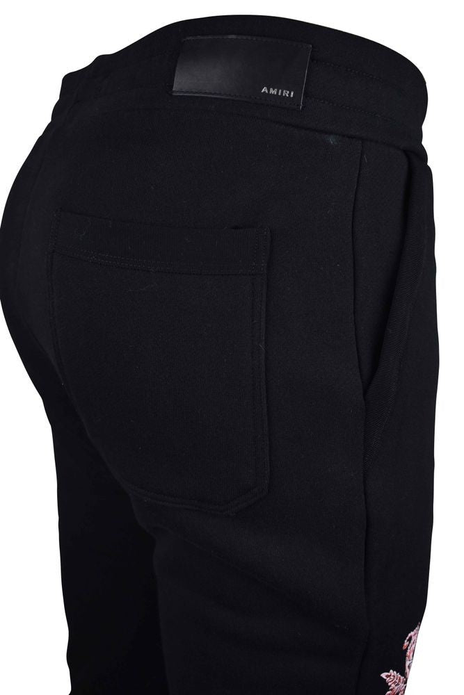 Amiri Black Cotton Sweatpants With Red Graphic Branding