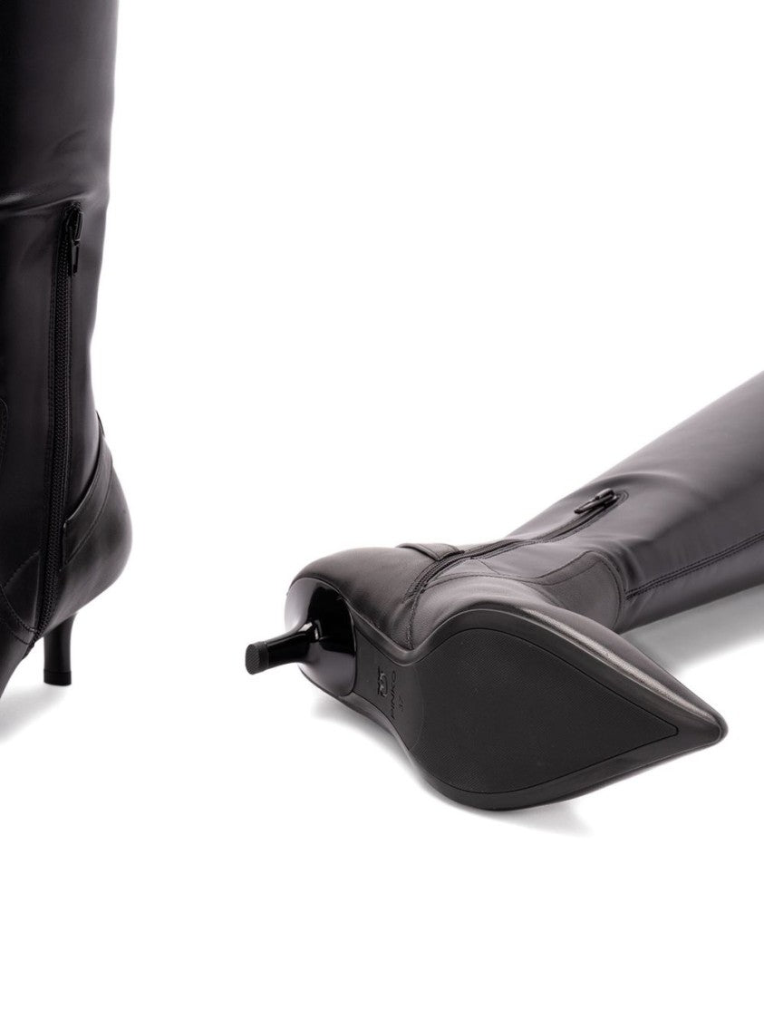 Pinko Knee-High Black Boots With Pointed Toe