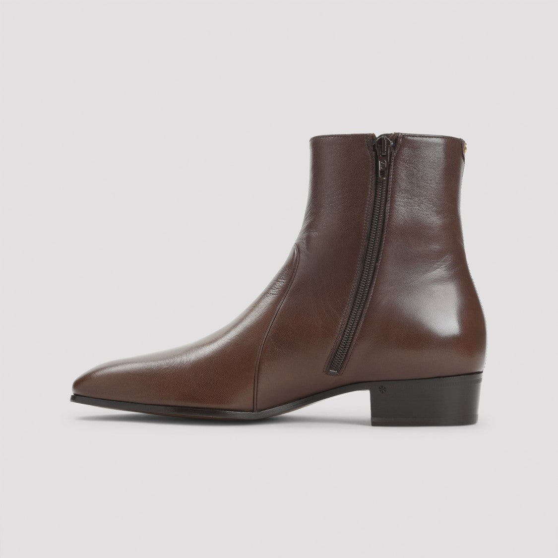 Valentino Garavani Brown Leather Ankle Boots With Pointed Toe