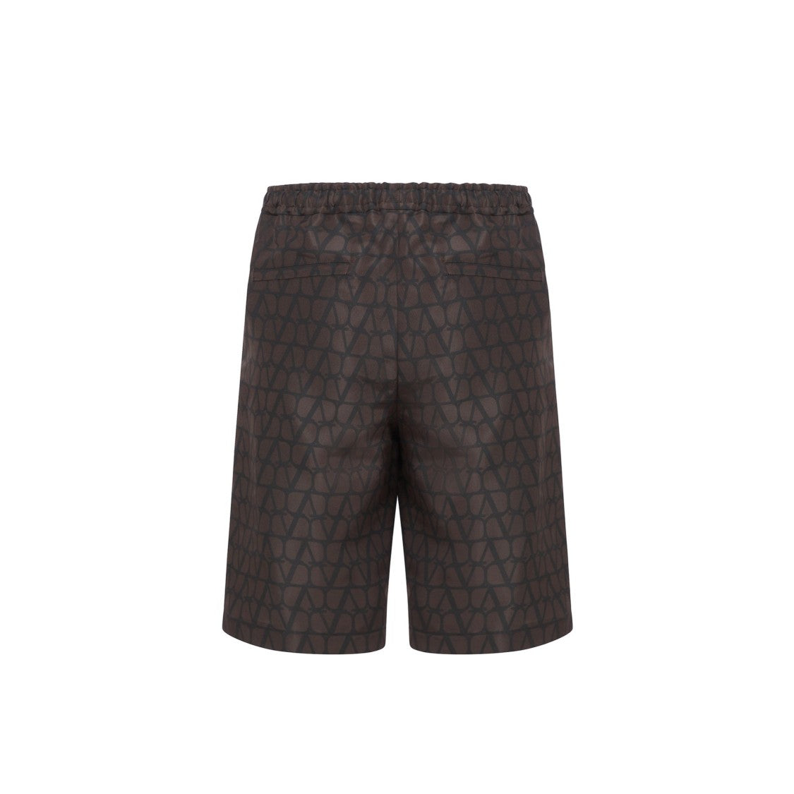 Valentino Brown Logo Silk Shorts With Elasticated Waist