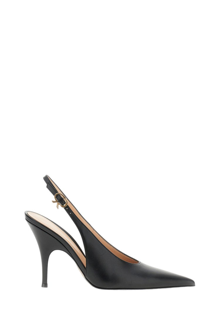 Gianvito Rossi Black Sofia Sling Vitello Leather Slingback Shoes