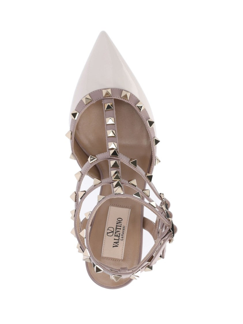 Valentino Garavani White Pointed-Toe Rockstud Leather Pumps