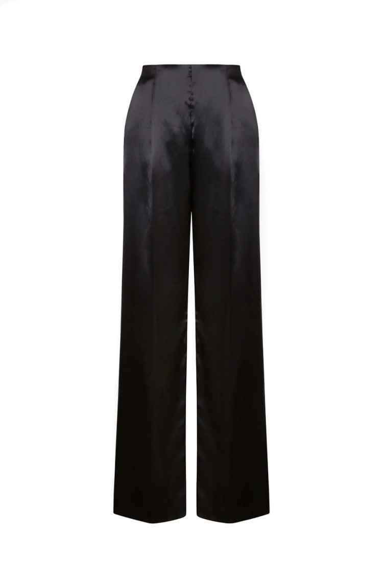 Alberta Ferretti Black Cotton-Blend Straight-Leg Pants
