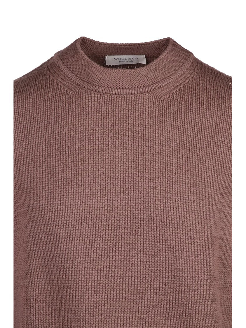 Wool & Co Merino Wool Crew Neck Sweater With Ribbed Detailing