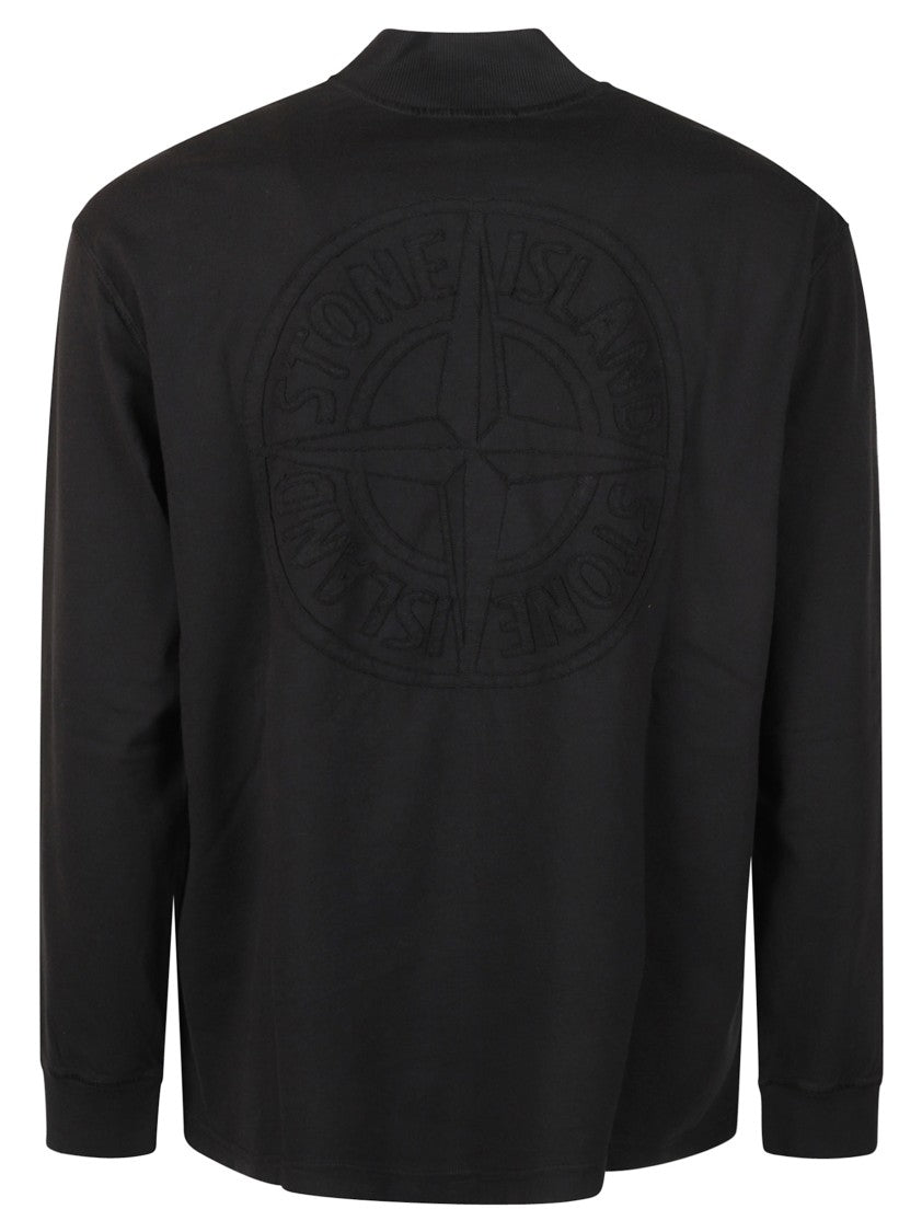 Stone Island Long-Sleeve Black T-Shirt With High Neckline
