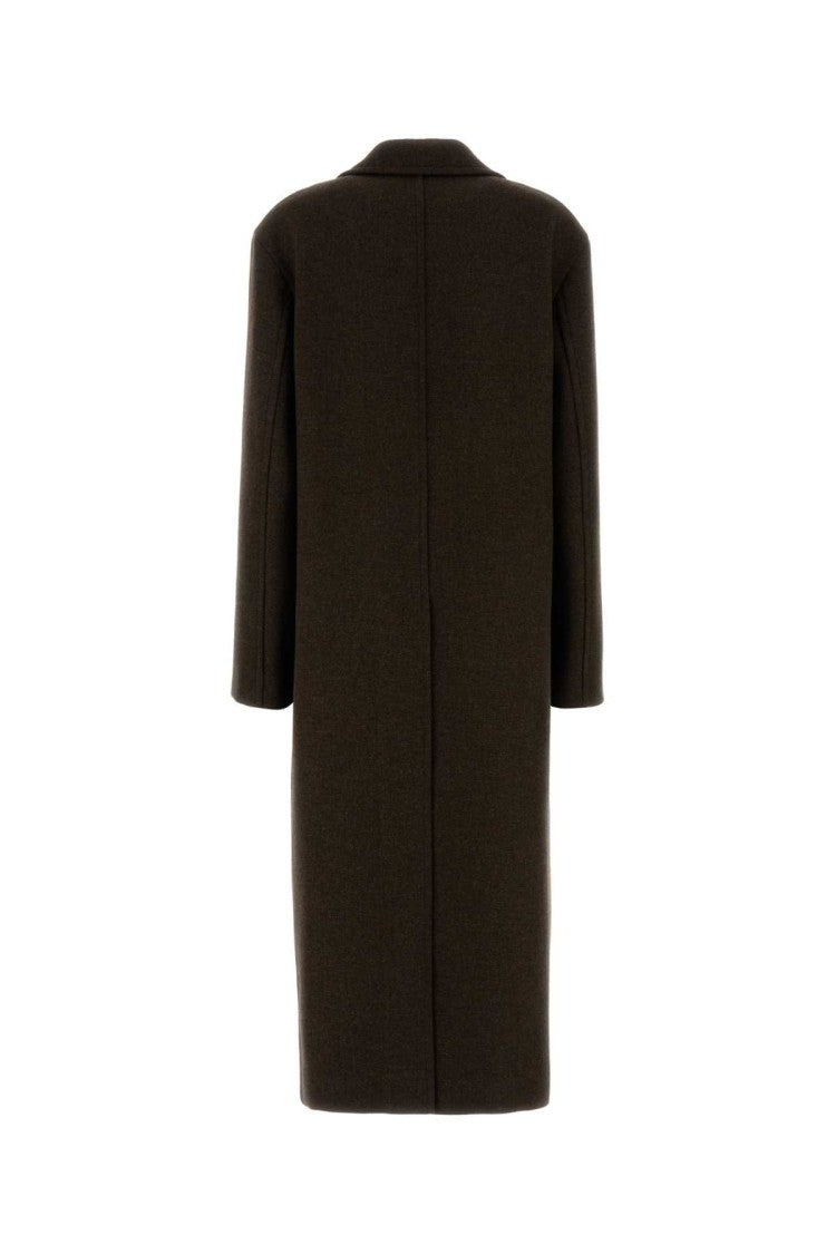Jil Sander Melange Brown Wool Coat