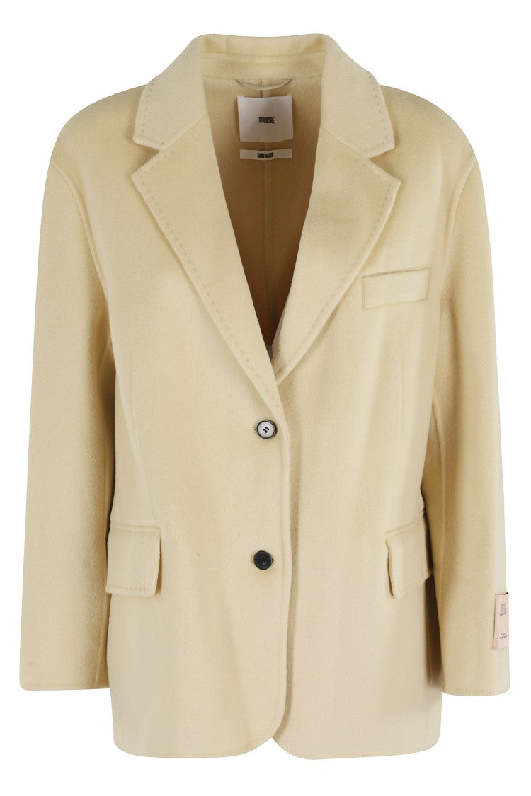 Solotre Banana-Colored Tailored Jacket With Center Button Closure