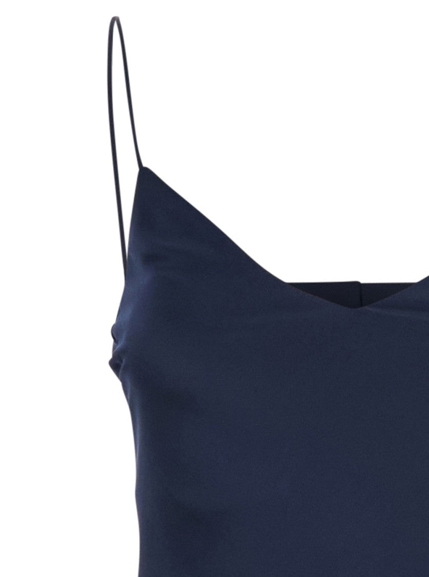 Plain Blue Dress With Thin Straps