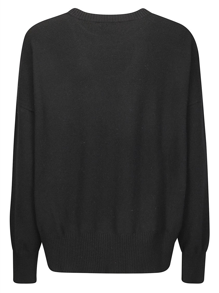 Be You Short-Fit Cashmere Sweater With Diamond Pattern And Round Neckline