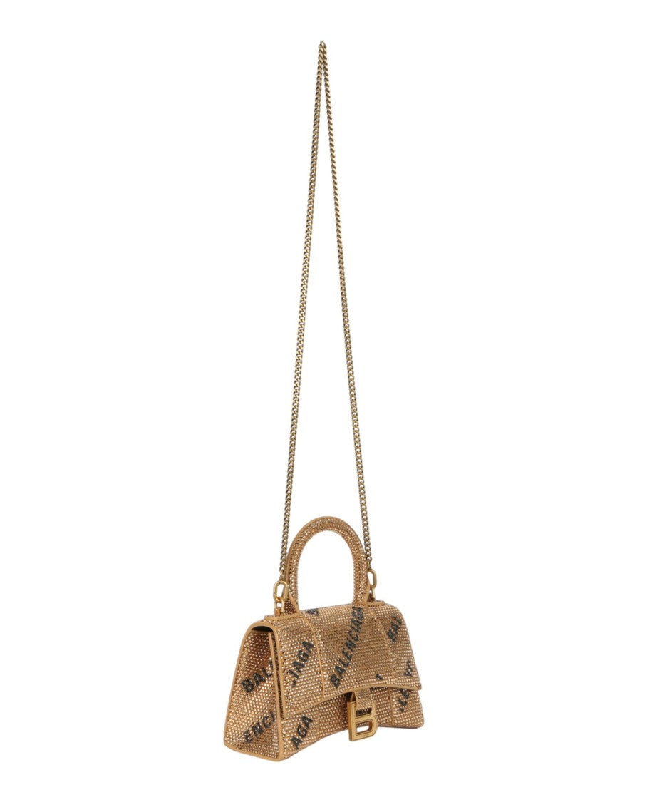 Balenciaga Hourglass Xs Top Handle Bag With Allover Logo Strass