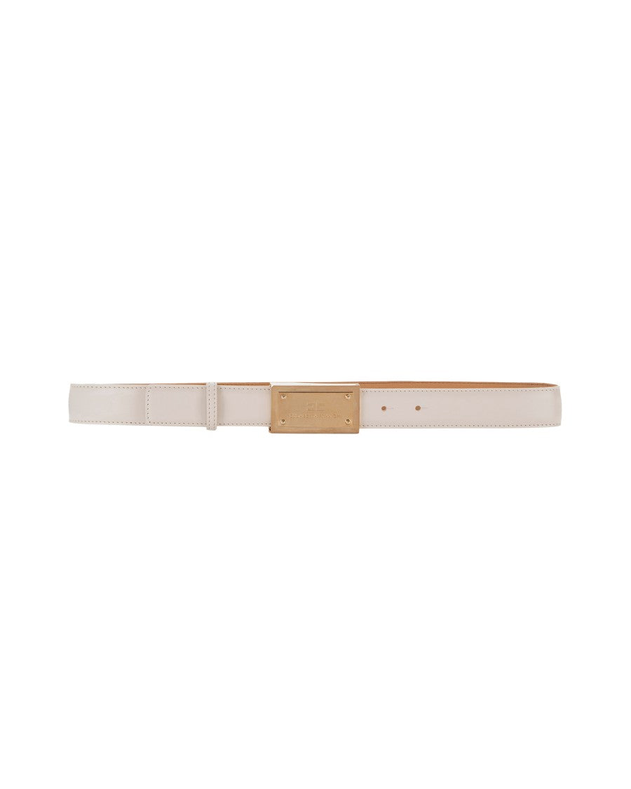 Elisabetta Franchi Burro Faux Leather Belt With Logo Plaque