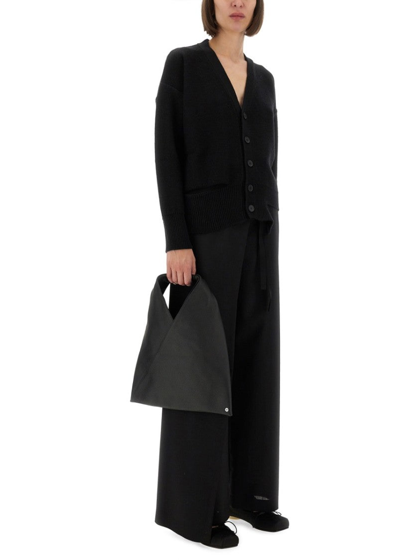 Mm6 By Maison Margiela Relaxed Fit Black Wool Knit Cardigan